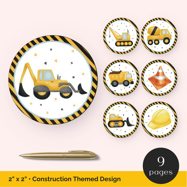 Construction Theme Cupcake Toppers