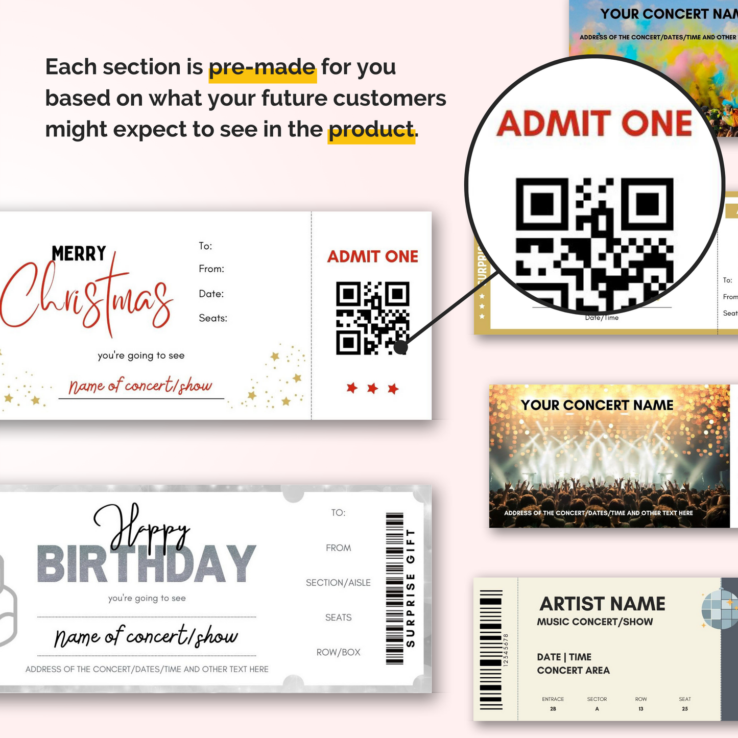 Editable Concert Ticket Template